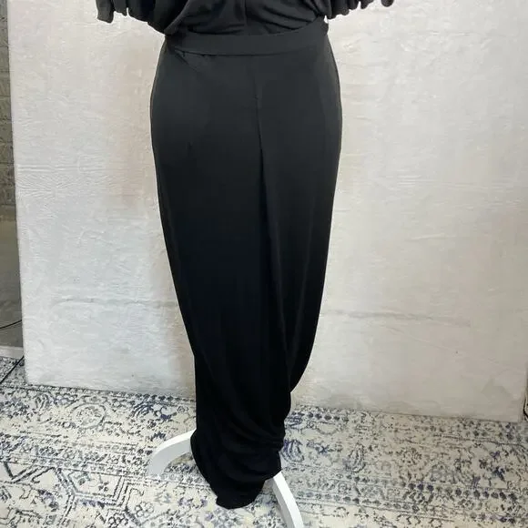 Nicole Miller Faux Wrap Maxi Dress Womens 4 Black Y2K Witchy Fairy Whimsigoth - Picture 4 of 13